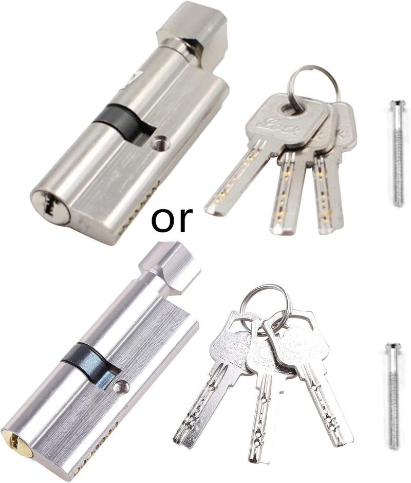 XUYUH Door Cylinder Lock Security Interior Lock Anti-Theft Entrance Metal Door Lock with 3 Keys Home Door Accessories, 70x29mm, Silver - Image 5